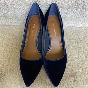 Vintage Donald J Pliner Navy Blue Velvet Treva Pumps